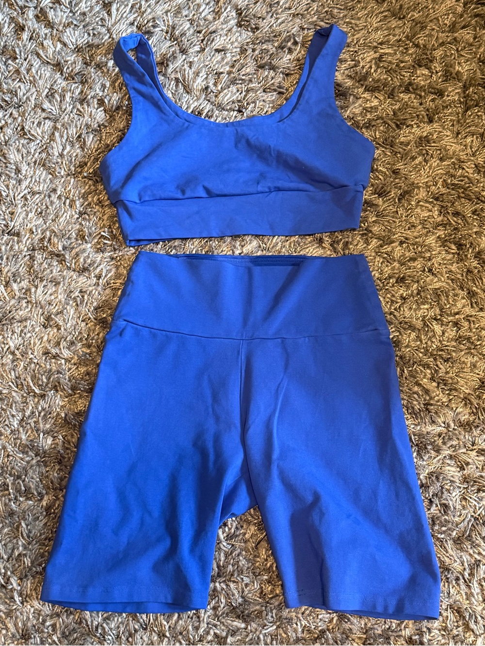 UGG Royal Blue Branded Biker Shorts and Sports Bra Set